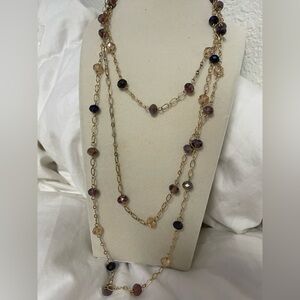 52” Champagne Lilac Purple bead chain Necklace lobster clasp